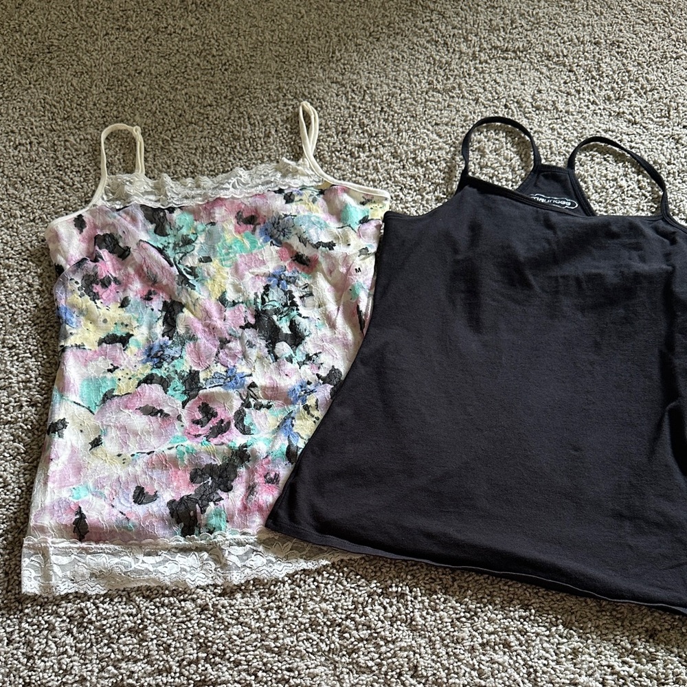 Maurices Floral and Black Tank Tops